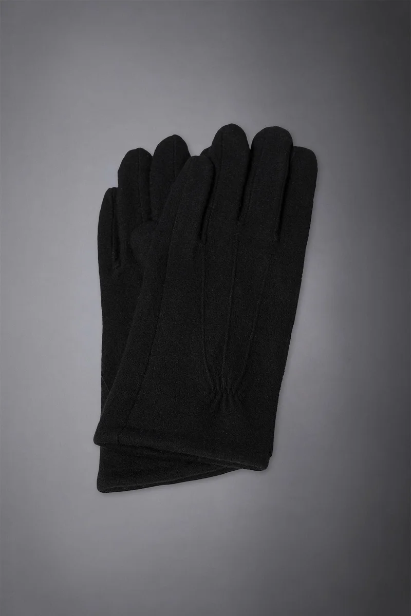 Doppelganger Men's solid coloured boiled wool glove with inner fleece - Black