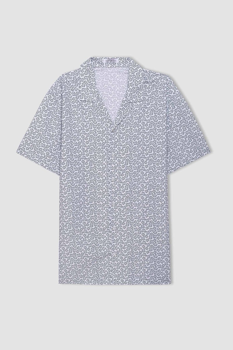 DeFacto Man Regular Fit Resort Collar Printed Short Sleeve Shirt - Image 1