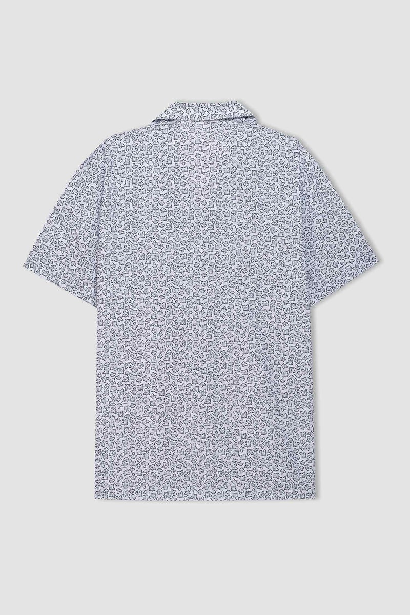 DeFacto Man Regular Fit Resort Collar Printed Short Sleeve Shirt - Image 3