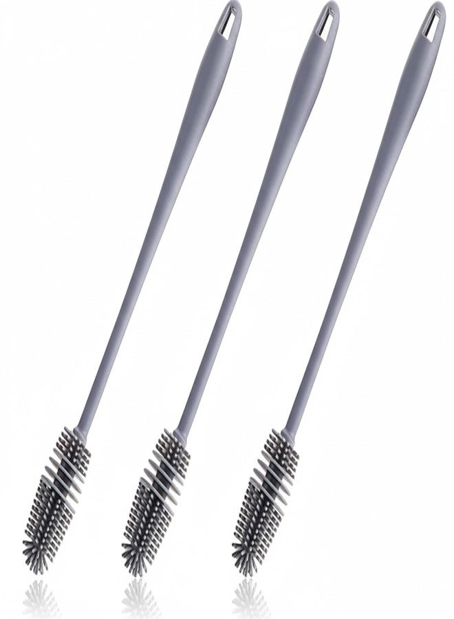 XML Bottle Cleaning Brush Silicone Long Handle for Baby Bottle, Water Bottle, Containers, Vase and Glass, Bottle Cleaner for Home and Kitchen Accessories Item Products (PACK-OF-3-BRUSH-28-CM) - Image 1