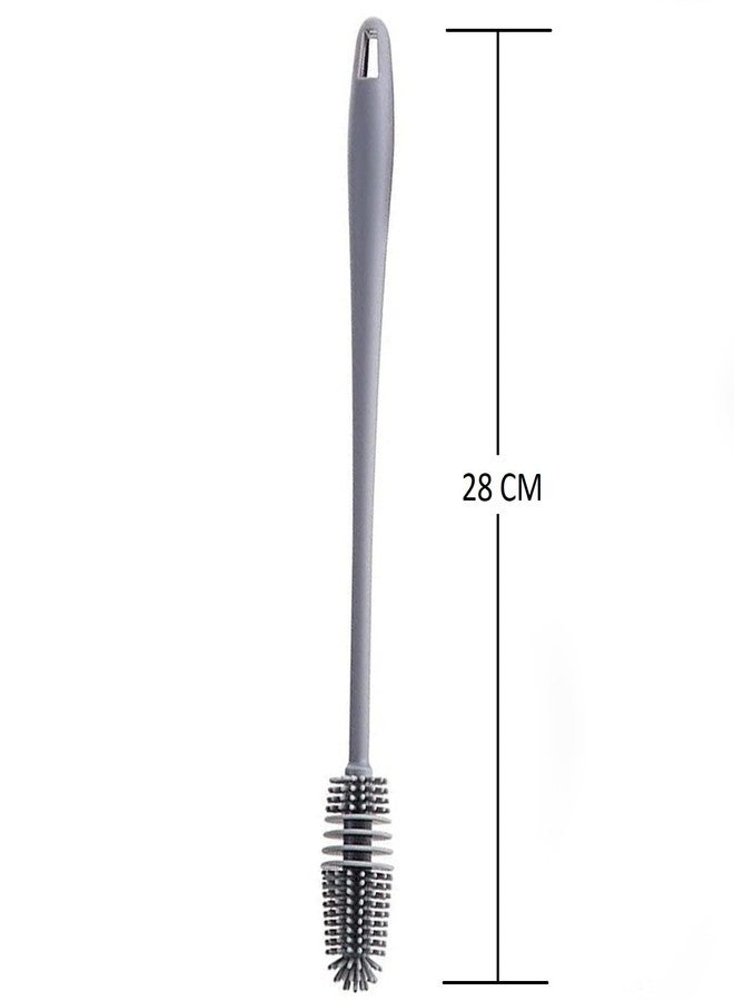 XML Bottle Cleaning Brush Silicone Long Handle for Baby Bottle, Water Bottle, Containers, Vase and Glass, Bottle Cleaner for Home and Kitchen Accessories Item Products (PACK-OF-3-BRUSH-28-CM) - Image 5