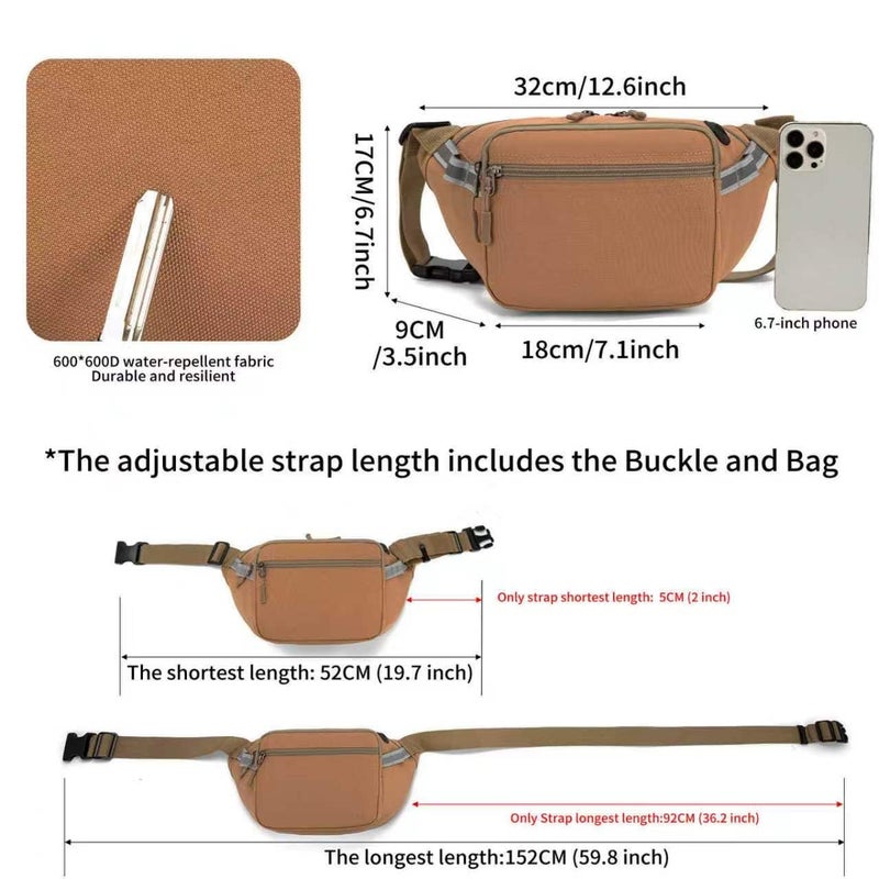 RFID Blocking Waist Pack for Men and Women, 5-Pocket Crossbody Hip Bag with Adjustable Strap - Image 3