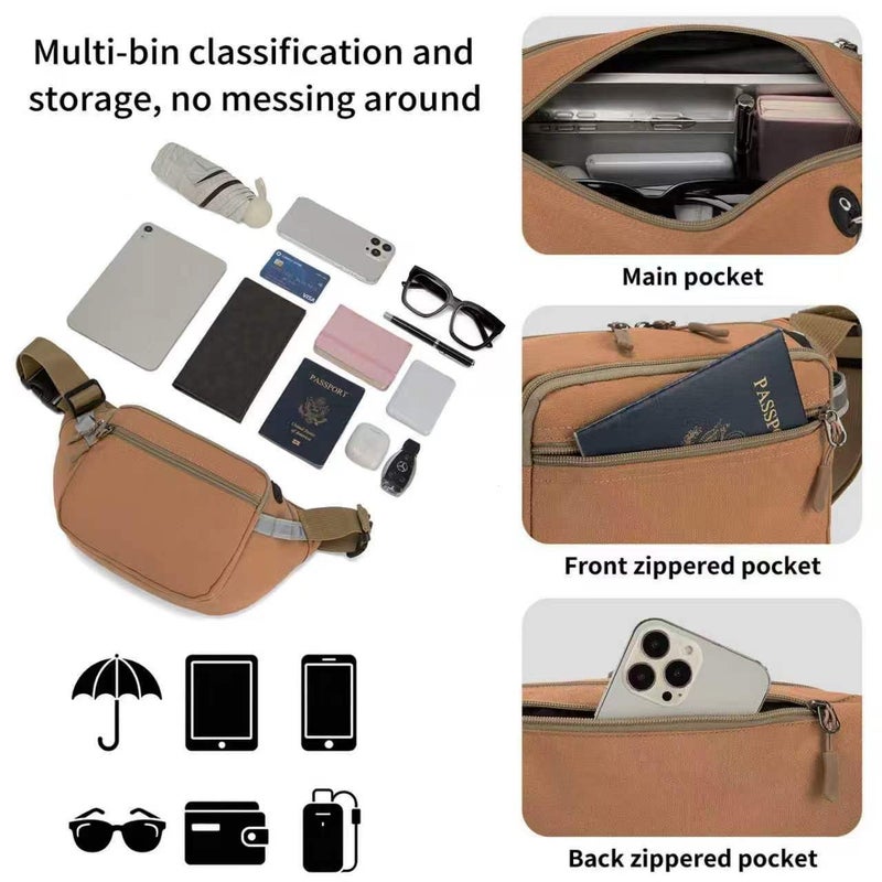 RFID Blocking Waist Pack for Men and Women, 5-Pocket Crossbody Hip Bag with Adjustable Strap - Image 5