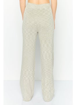 NIA Women Regular Fit Ribbed Wide Leg Pants, Grey Combo  - Image 4
