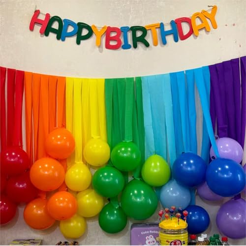 Suaxova 6 Rolls 492ft Rainbow Crepe Paper Streamers, 6 Colors Pack of Paper Party Streamers for Colorful Party Decorations, Birthday Decorations, Wedding Decorations (1.8 Inch x 82 Ft/Roll) - Image 5