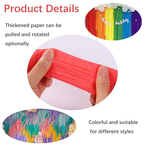 Suaxova 6 Rolls 492ft Rainbow Crepe Paper Streamers, 6 Colors Pack of Paper Party Streamers for Colorful Party Decorations, Birthday Decorations, Wedding Decorations (1.8 Inch x 82 Ft/Roll) - Image 3