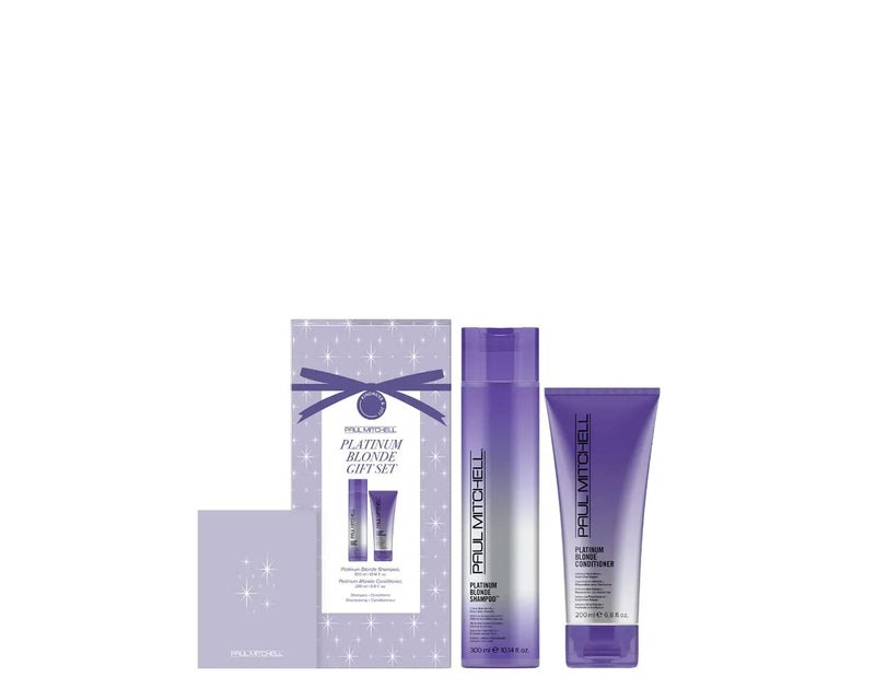 Paul Mitchell Platinum Blonde Gift Set, Purple Shampoo + Conditioner, For Brassy Hair - Image 1