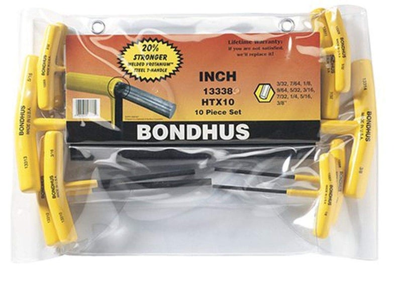 Bondhus 13338 Set of 10 Hex Thandles sizes 33238 Multicolor One Size