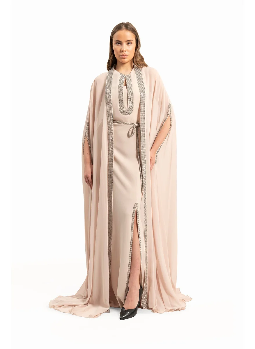 Wecre8 Women's Delicate Beige Set of Dress and Kaftan By WECRE8