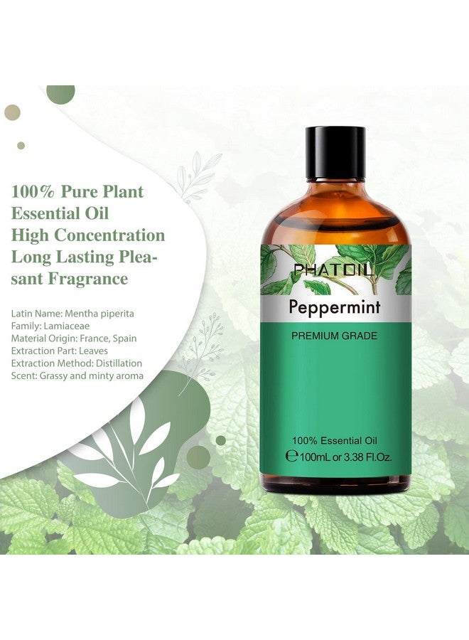 زيت النعناع العطري 100 مل، زجاجة ضخمة سعة 3.38 أونصة سائلة، زيت النعناع العطري، زيوت عطرية نقية للعلاج بالروائح، مرطب، زيوت معطرة للصابون، صناعة الشموع - Image 1