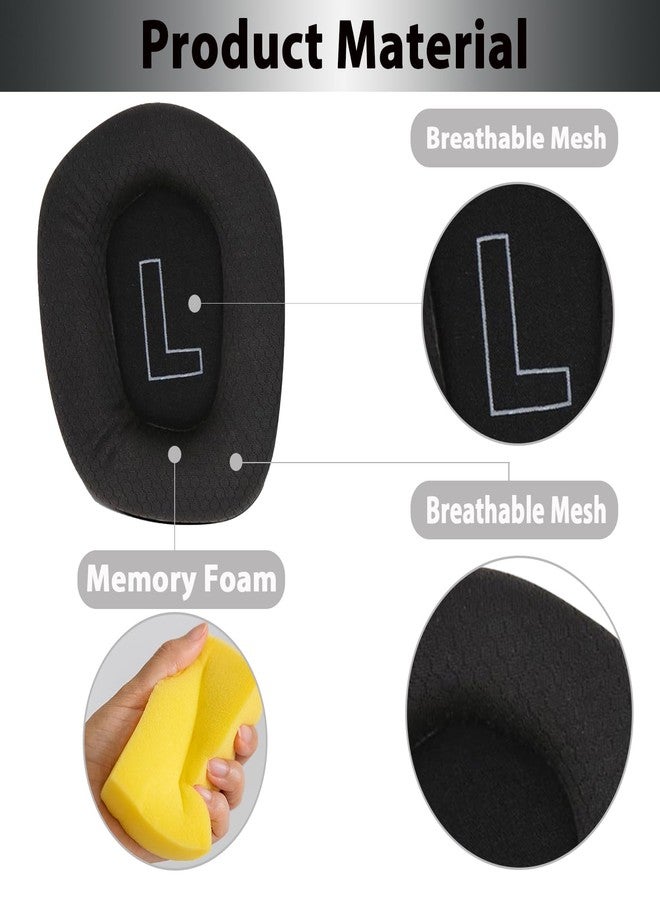 Adhiper وسادات أذن G733 من قماش شبكي بديل لسماعات Logitech G733 و G535 و G335 للألعاب، ملحقات وسادات أذن G733 مع رغوة ذاكرة عالية الكثافة (أسود) - Image 3
