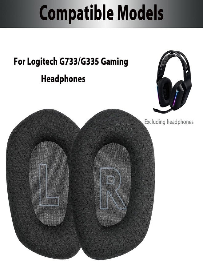 Adhiper وسادات أذن G733 من قماش شبكي بديل لسماعات Logitech G733 و G535 و G335 للألعاب، ملحقات وسادات أذن G733 مع رغوة ذاكرة عالية الكثافة (أسود) - Image 2