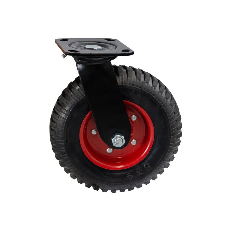Houseables Cart Wheels Rubber Caster Wheels Large Caster 8 Inch Swivel Heavy Duty Outdoor Off Road Offroad All Terrain Flat Free Tire No Flat Industrial Castor for Dolly Utility Cart