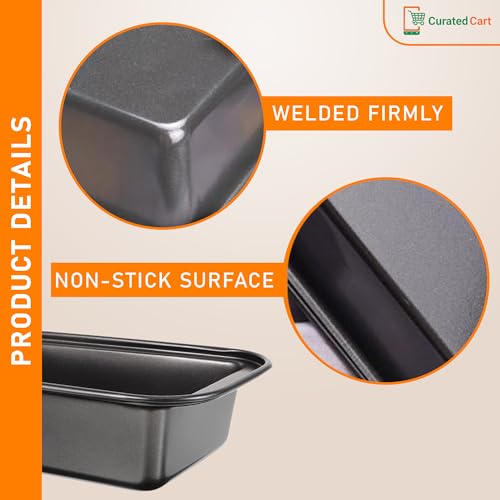 CURATED CART Carbon Steel Loaf Pan for Bread Baking, Non Stick PTFE Coated Rectangular Bread & Cake Mould, 30% Thicker Heavy Gauge, SGS Certified, Oven Air Fryer Dishwasher Safe, 1 Piece - Black - Image 3