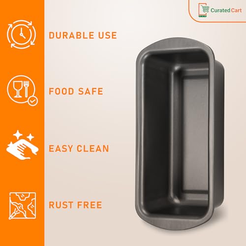 CURATED CART Carbon Steel Loaf Pan for Bread Baking, Non Stick PTFE Coated Rectangular Bread & Cake Mould, 30% Thicker Heavy Gauge, SGS Certified, Oven Air Fryer Dishwasher Safe, 1 Piece - Black - Image 4