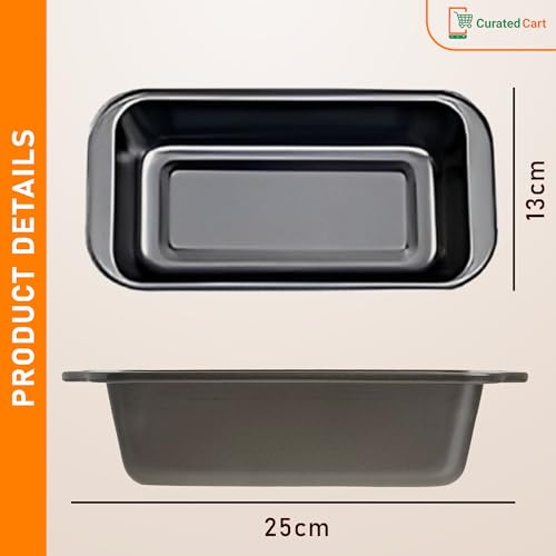 CURATED CART Carbon Steel Loaf Pan for Bread Baking, Non Stick PTFE Coated Rectangular Bread & Cake Mould, 30% Thicker Heavy Gauge, SGS Certified, Oven Air Fryer Dishwasher Safe, 1 Piece - Black - Image 2