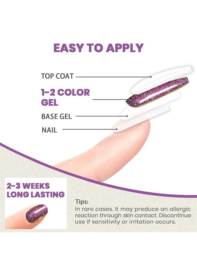 RARJSM Chameleon Gel Nail Polishes Set Multichrome Color Changing Blue Green Purple Holographic Glitter Polish Curing Requires Sparkle Shimmer Nail Gel Varnish Soak Off DIY at Home 7.5ml 3PCS - Image 5