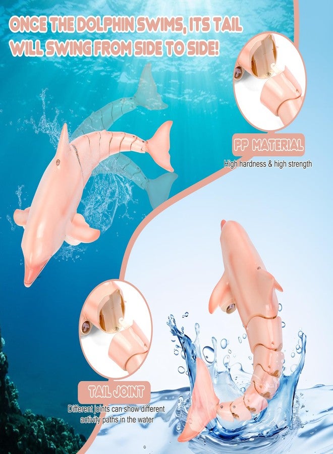 GearRoot Remote Control Dolphin Toys for Kids, 2.4G High Simulation Oceanic RC Dolphins Fish Toys for Swimming Pool Bathroom, 2x600mAh RC Boat Water Toy Great for 6+ Year olds Boys Girls Kids, Pink - Image 3