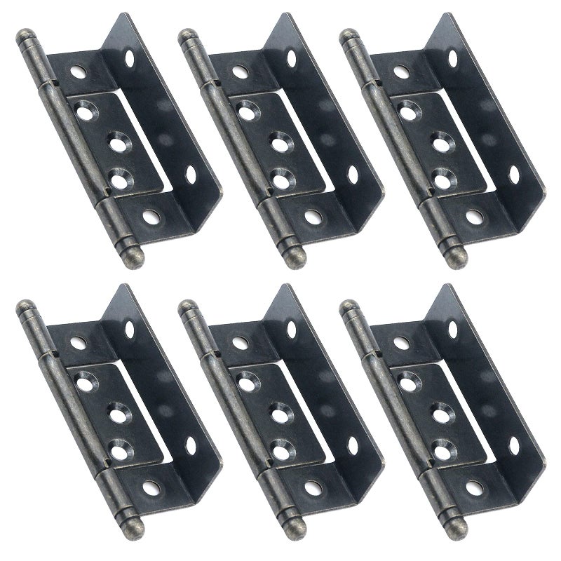 Antrader 6 Pcs Bronze Full Inset Partial Wrap Cabinet Hinges 35inch SemiWraparound Cover Hinges Long Axis Tip Hinge