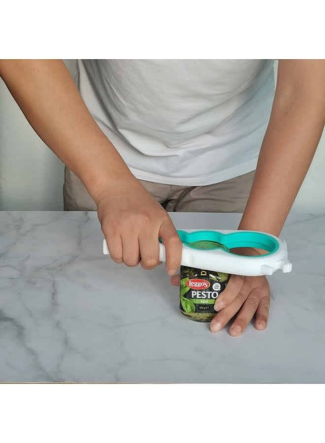 Otstar Jar Opener Bottle Opener and Can Opener for Weak hands, Seniors with Arthritis and Anyone with Low Strength, Mutil Jar Opener Get Lids Off Easily (White and Cyan) - Image 4