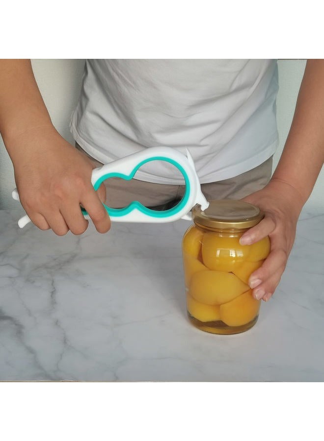 Otstar Jar Opener Bottle Opener and Can Opener for Weak hands, Seniors with Arthritis and Anyone with Low Strength, Mutil Jar Opener Get Lids Off Easily (White and Cyan) - Image 3