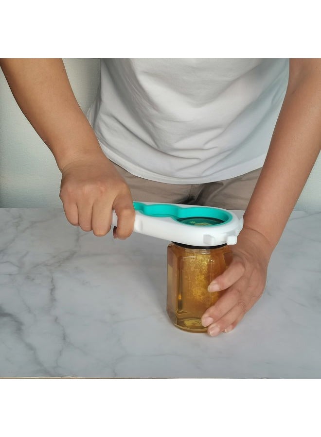 Otstar Jar Opener Bottle Opener and Can Opener for Weak hands, Seniors with Arthritis and Anyone with Low Strength, Mutil Jar Opener Get Lids Off Easily (White and Cyan) - Image 2