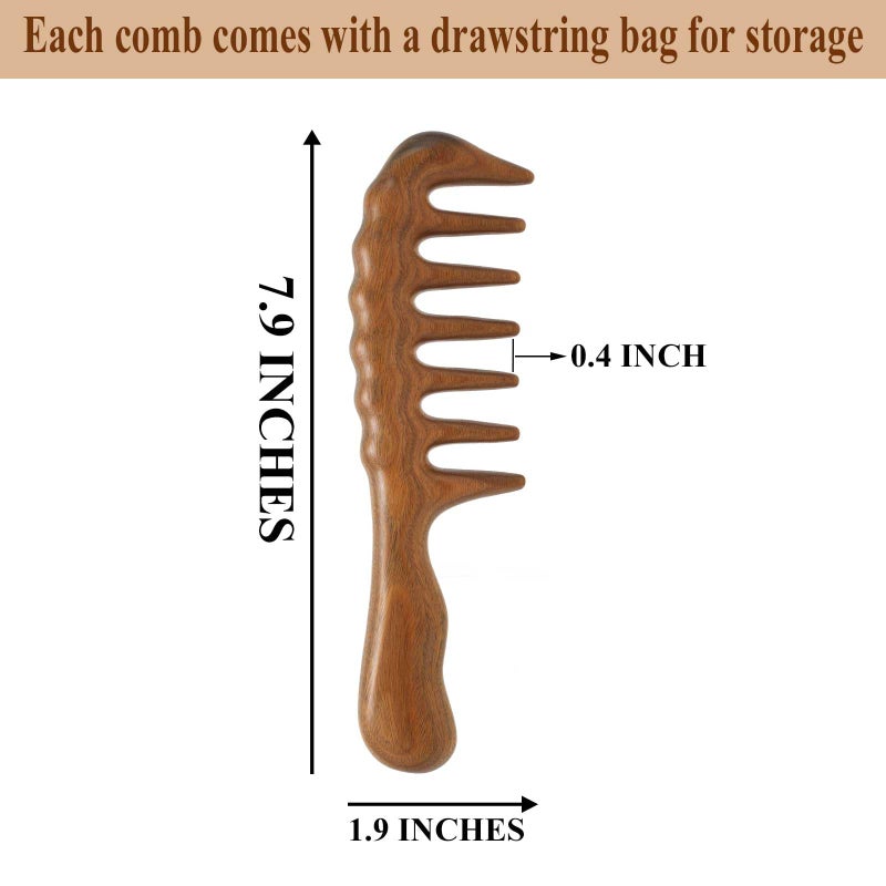 Moreinday Massage Comb - Wooden Scalp Massager and Gua Sha for Hair Growth, Green Sandalwood Loc Comb for Women and Men - Image 2