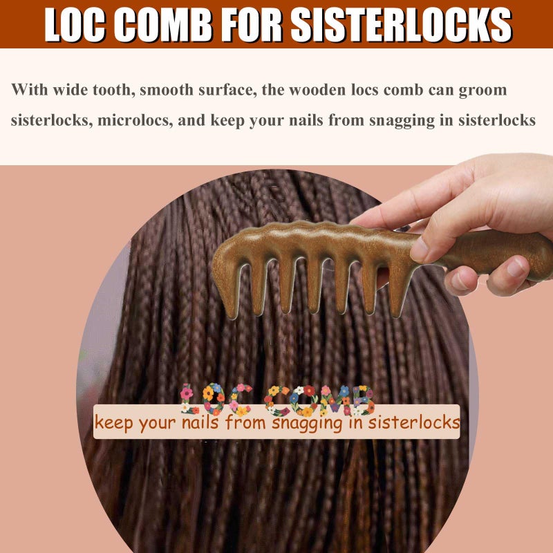 Moreinday Massage Comb - Wooden Scalp Massager and Gua Sha for Hair Growth, Green Sandalwood Loc Comb for Women and Men - Image 4