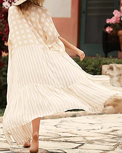 YouKD Women's Boho Long Cardigan Dress Large Size Kimono Beach Swimsuit Cover Up Dresses - Image 3