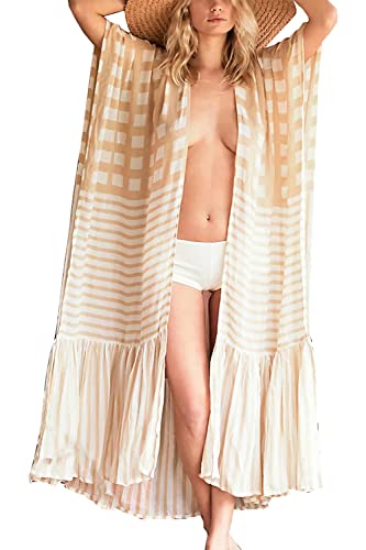 YouKD Women's Boho Long Cardigan Dress Large Size Kimono Beach Swimsuit Cover Up Dresses - Image 2