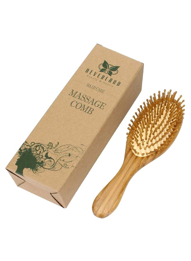 NEVERLAND Bamboo Brush for Hair Growth - Natural Bamboo Bristles Detangling Wooden Paddle Hairbrush for Massaging Scalp for Women Men and Kids Improve Hair Growth with Ergonomic Handle