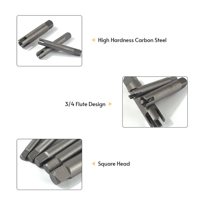 9 Pcs Tap Extractor 3/ 4 Flute Broken Head Screw Remover Stripped Screw Tap Extractor Set - Image 4