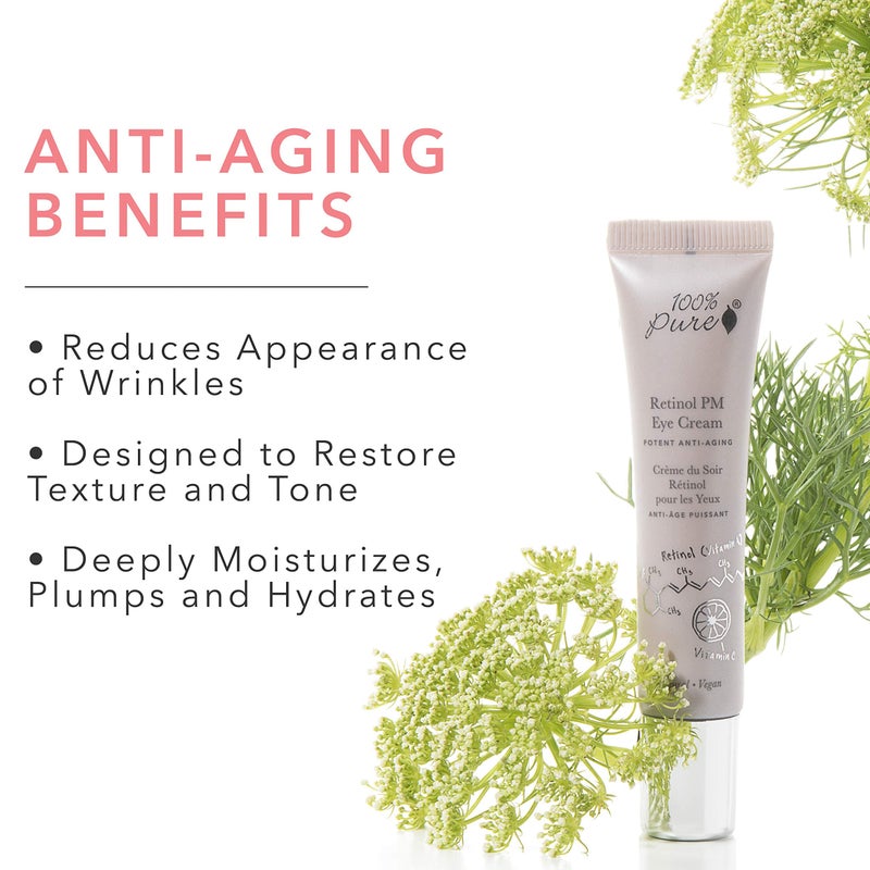 100 % Pure 100% PURE Retinol Eye PM Cream, Anti-Aging Eye Cream for Wrinkles, Pure Retinol Cream, Wrinkle Cream Promotes Collagen (0.5 oz) - Image 3