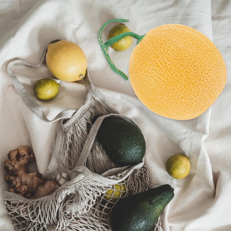 Yellow Foam Artificial Cantaloupe Fruit Model Simulation Decorative Display Prop - Image 5