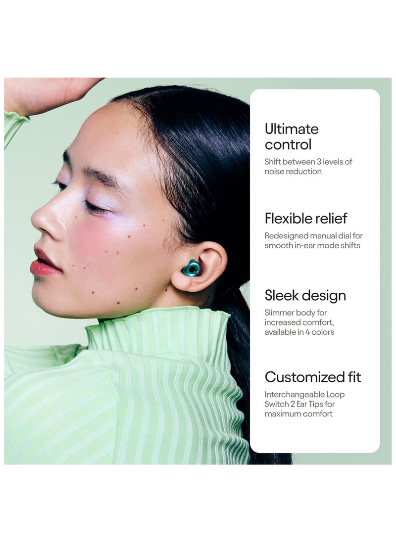 Loop Switch 2 Adjustable Ear Plugs – 3 Noise Relief Modes For Ultimate Control | Flexible Noise Reduction Earplugs For Focus, Travel, Socializing, Festivals & More | 20-26 dB (SNR) Noise Reduction