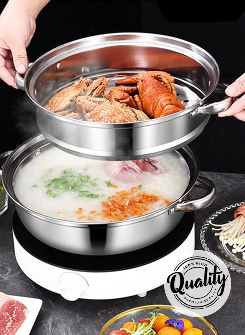 HomarKet 3-Tier Stainless Steel Steamer For Cooking, 11.8 Inch Multi-Layer Steamer Pot With Handles On Both Sides, Steamer Capsule Bottom With Glass Lid - Dumpling Steamer Food, Steam Pot, Veggie Steamer - Image 4