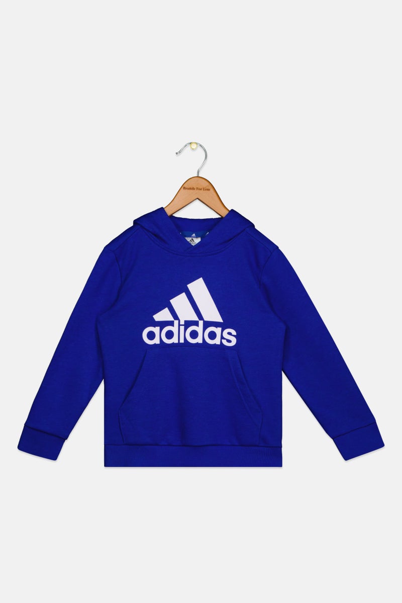 Adidas Kids Boy Hooded Brand Logo Pullover Sweatshirt, Blue - Image 1
