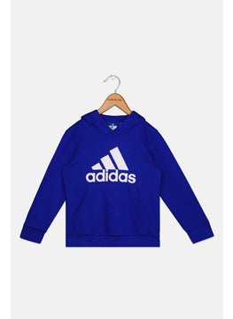 Adidas Kids Boy Hooded Brand Logo Pullover Sweatshirt, Blue  - Image 1