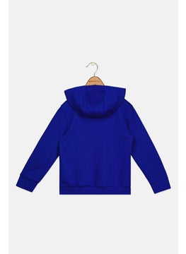 Adidas Kids Boy Hooded Brand Logo Pullover Sweatshirt, Blue  - Image 2