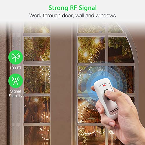 TESSAN Remote Control Outlet, TESSAN Wireless Electrical Plug Switch for Lights, Lamps, Fans, 100ft RF Range, 1200W (1 Remote + 1 Outlet) - Image 4
