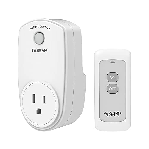 TESSAN Remote Control Outlet, TESSAN Wireless Electrical Plug Switch for Lights, Lamps, Fans, 100ft RF Range, 1200W (1 Remote + 1 Outlet) - Image 1