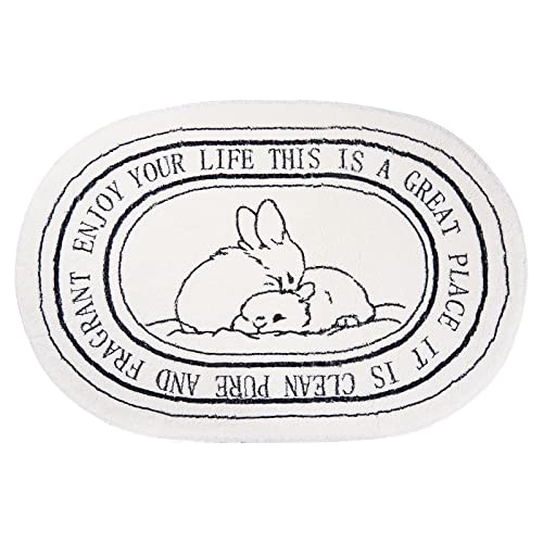 ontinny White Bathroom Rugs Soft Cute Bath Mat for Bath Floor 20x32inch, Machine Washable Non-Slip Bath Mats for Shower Toilet Tub, Kid’s Bathroom Decor Plush Carpet (Rabbit) - Image 1