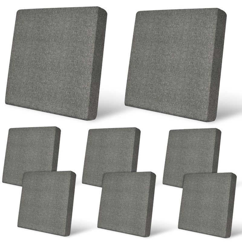 pickyNproud 8Pcs Patio Cushion Covers Stretch Outdoor Couch Cushions Slipcovers Replacement Washable Furniture Protector with Elastic Bottom Sofa Chair Seat Cover, Charcoal Gray - Image 1