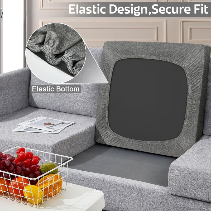 pickyNproud 8Pcs Patio Cushion Covers Stretch Outdoor Couch Cushions Slipcovers Replacement Washable Furniture Protector with Elastic Bottom Sofa Chair Seat Cover, Charcoal Gray - Image 3
