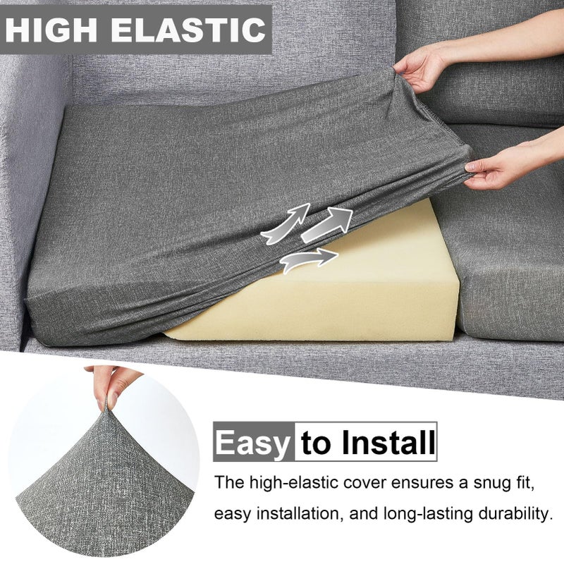 pickyNproud 8Pcs Patio Cushion Covers Stretch Outdoor Couch Cushions Slipcovers Replacement Washable Furniture Protector with Elastic Bottom Sofa Chair Seat Cover, Charcoal Gray - Image 2