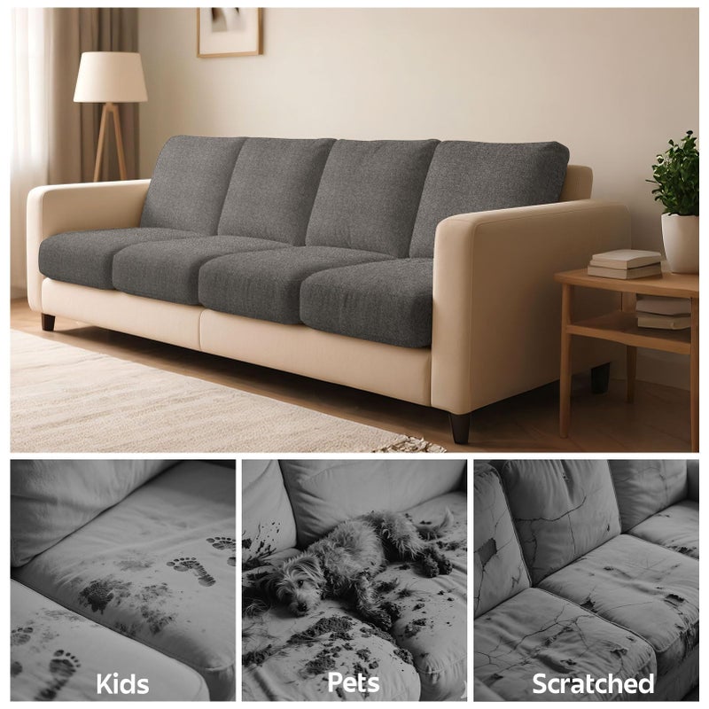 pickyNproud 8Pcs Patio Cushion Covers Stretch Outdoor Couch Cushions Slipcovers Replacement Washable Furniture Protector with Elastic Bottom Sofa Chair Seat Cover, Charcoal Gray - Image 5