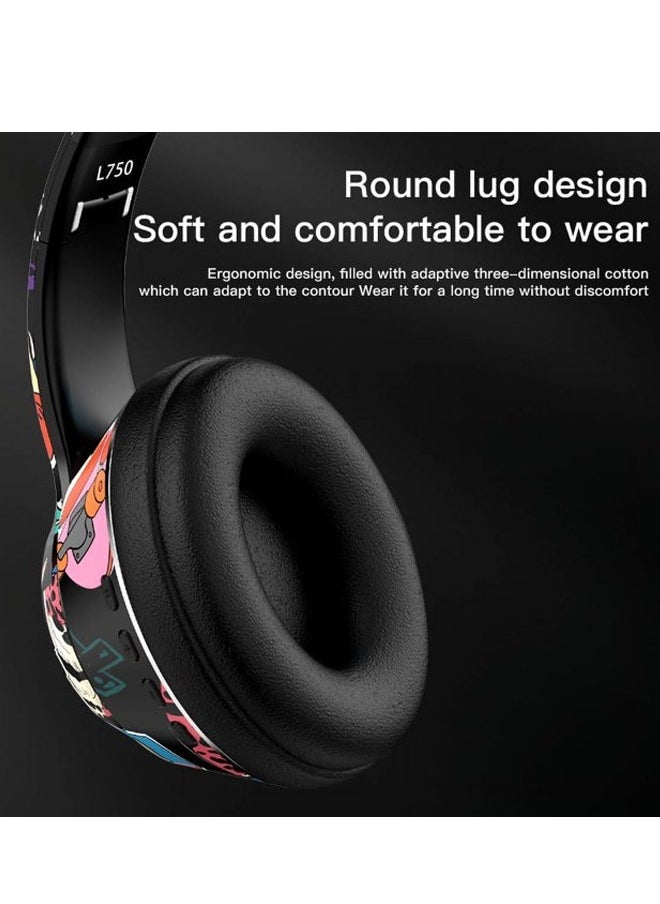 MIQIA Wireless Foldable Bluetooth Headphones over Ear Cool Graffiti Led Illuminated Gaming Headset Noise Cancelling Headphones with Built-in Microphone for Phone Computer, Scalable Music Headphone Gift for  - Image 4
