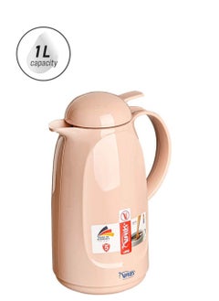 Valk Vacuum Thermose with Push Cover double wall glass (1 Liter) | Wide Mouth with Anti-Leakage Cap Double Walled | Moka  - Image 1