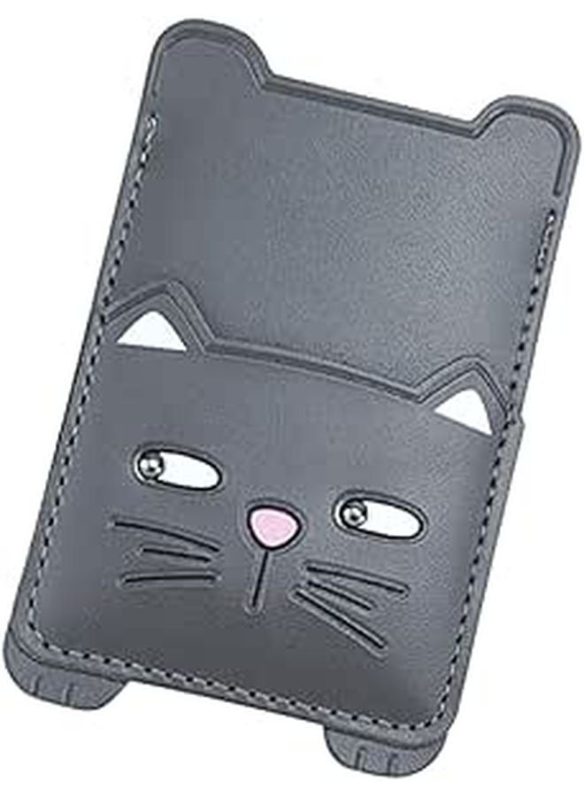 Cute Cat Design Adhesive Phone Card Holder Pu Leather Wallet Sticker For Smartphones - Image 1