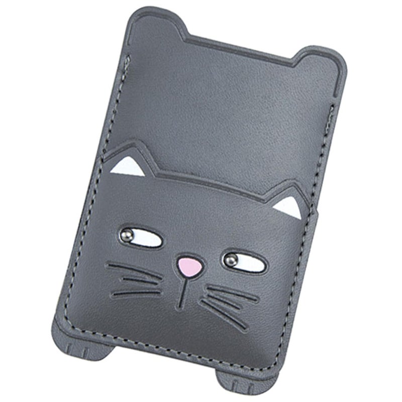 Cute Cat Design Adhesive Phone Card Holder Pu Leather Wallet Sticker For Smartphones - Image 2